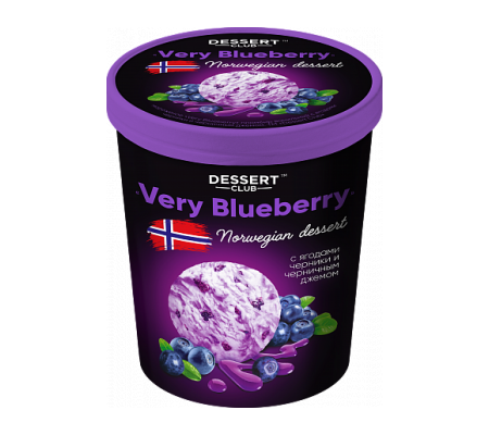 Мороженое "Dessert club" Very BlueBerry , ведро, с черникой и джемом